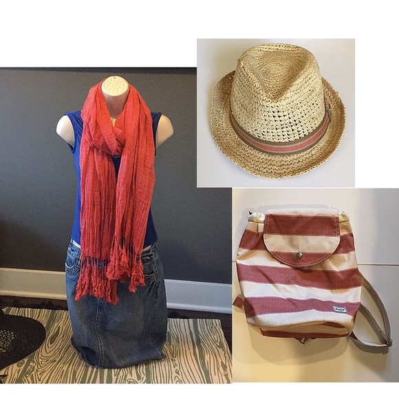 Tropical vacation accessory bundle - hat scarf bag - Picture 1 of 1